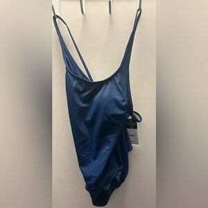 Scoop Neck Navy One-Piece Swimsuit